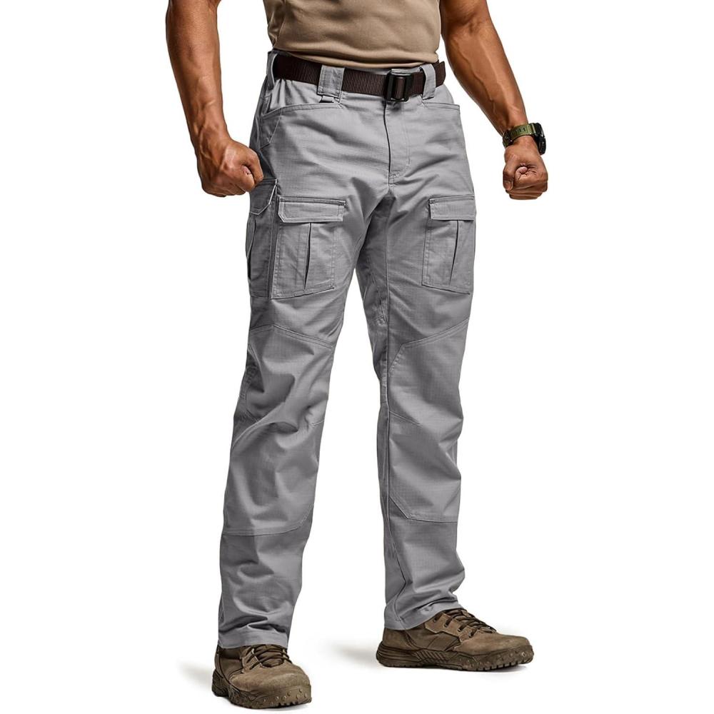 imageCQR Mens Flex Ripstop Tactical Pants Water Resistant Stretch Cargo Pants Lightweight EDC Hiking Work Pants