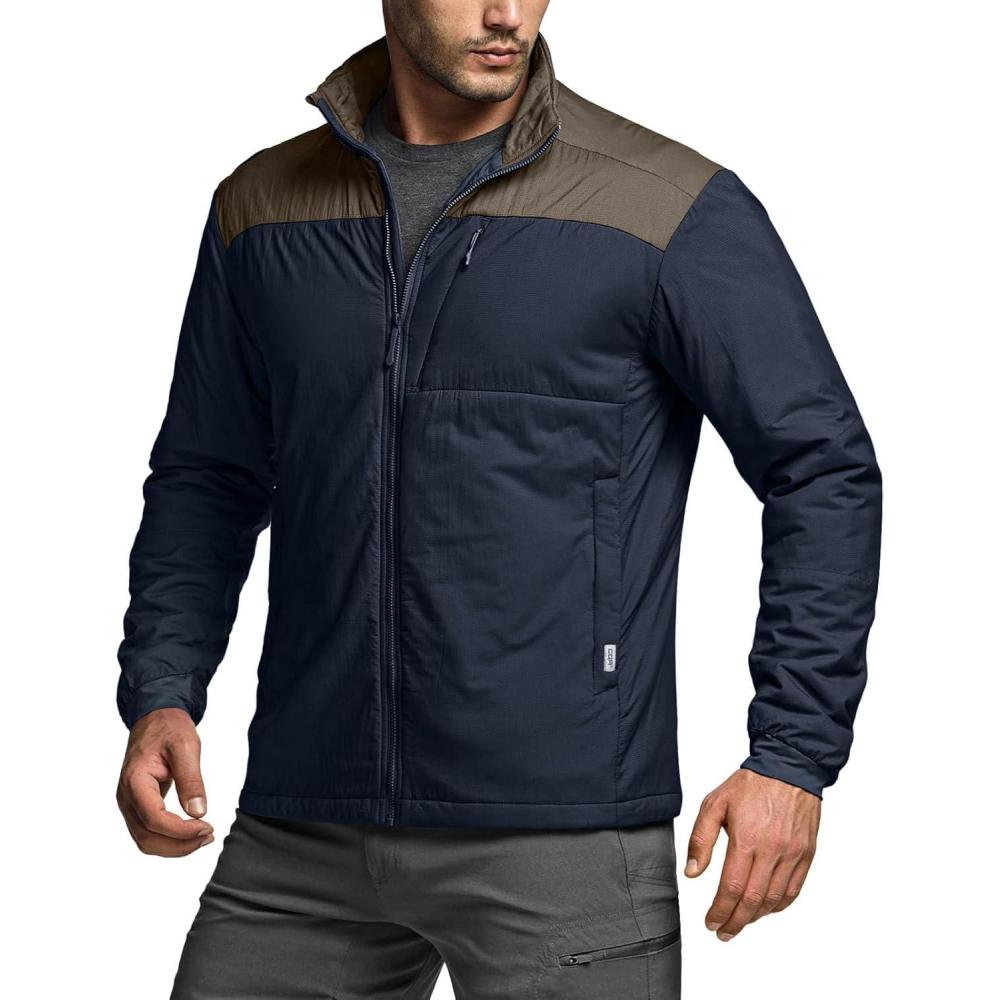 imageCQR Mens Lightweight Insulated Jacket Windproof Packable Water Resistant Warm Active Coat for Hiking Work Outdoor TacticalFrame Tundra  Navy