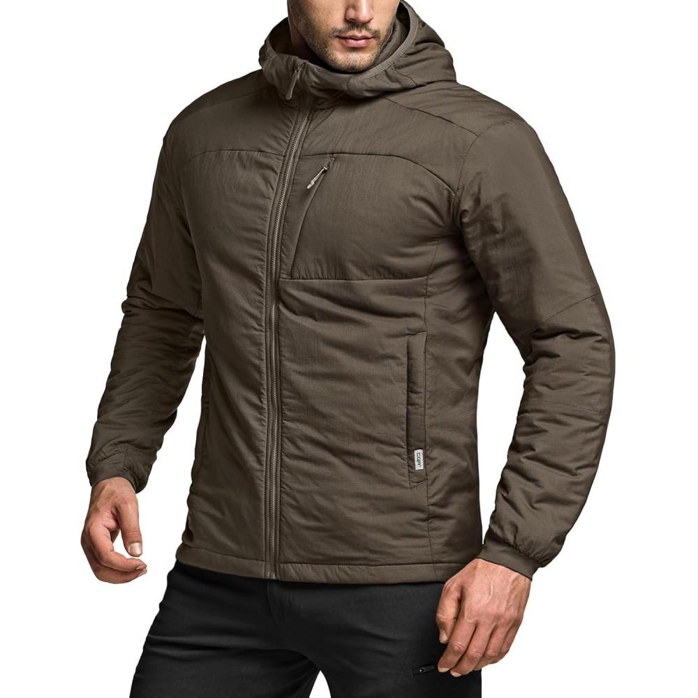 imageCQR Mens Lightweight Insulated Jacket Windproof Packable Water Resistant Warm Active Coat for Hiking Work Outdoor TacticalVeil Tundra