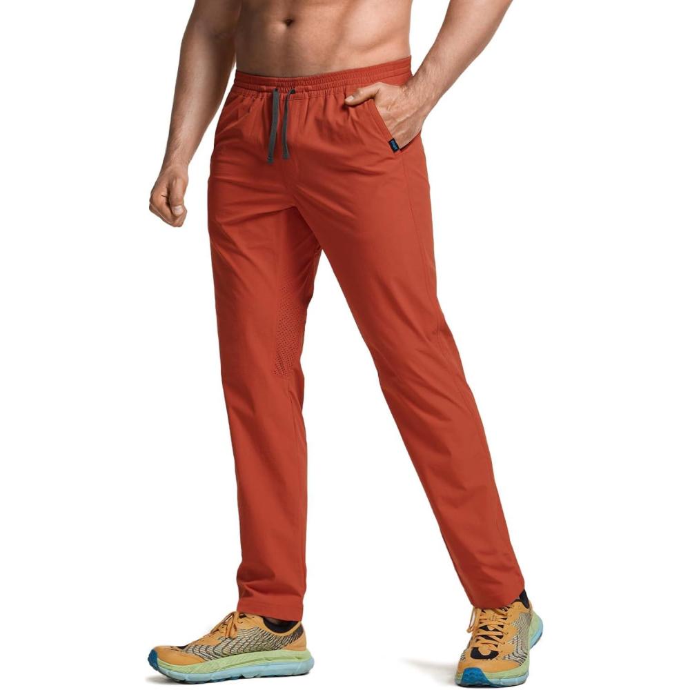 imageCQR Mens Lightweight Vent Hiking Pants WaterResistant ampamp Breathable Sports Outdoor Athletic Pants with Elastic WaistAscend Bolt Burnt Orange