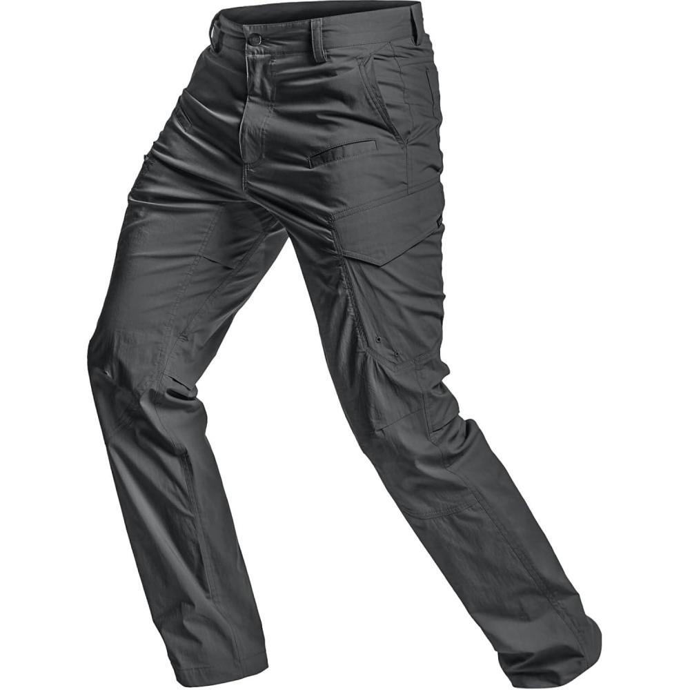 imageCQR Mens Quick Dry Tactical Pants Water Resistant Outdoor Pants Lightweight Stretch Cargo Work Hiking PantsRunyon Cargo Pants Charcoal