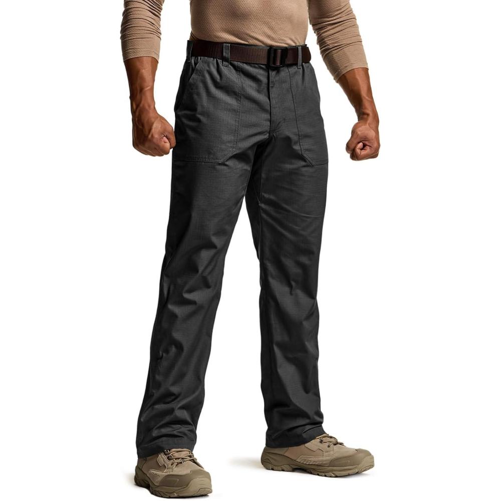 imageCQR Mens Quick Dry Work Pants Water Resistant Outdoor Tactical Pants Lightweight Stretch Cargo Hiking PantsDuratex Pants Black