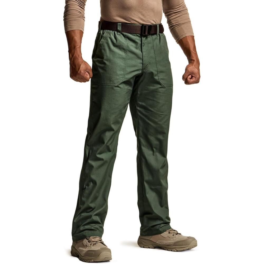 imageCQR Mens Quick Dry Work Pants Water Resistant Outdoor Tactical Pants Lightweight Stretch Cargo Hiking PantsDuratex Pants Green Kelp