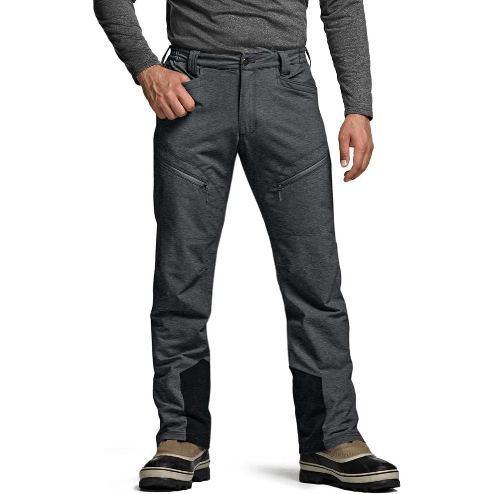 imageCQR Mens Softshell Fleece Lined Winter Hiking Pants Water Resistant Insulated Thermal Outdoor Tactical Warm Snow Ski PantsTeton Alpha Charcoal