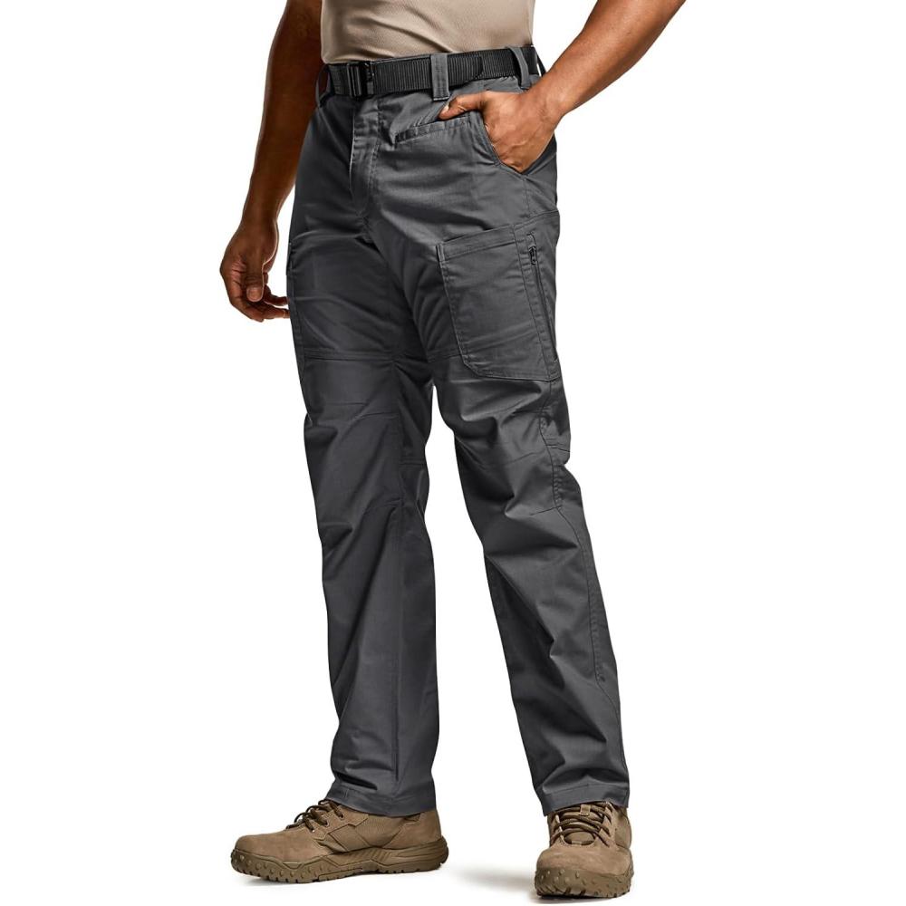 imageCQR Mens Utility Flex Cargo Pants ClassicFit Casual Stretch Work Pants Water Resistant Lightweight Tactical Hiking PantsSentinel Charcoal