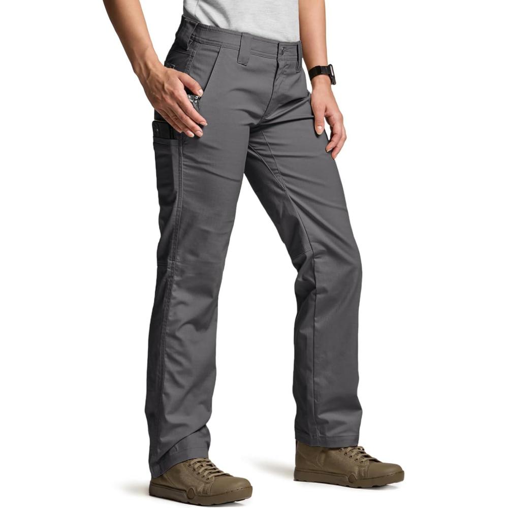 imageCQR Womens Flex Stretch Tactical Pants Water Resistant Ripstop Cargo Work Pants with Pockets for Outdoor ampamp HikingSub Rosa Charcoal