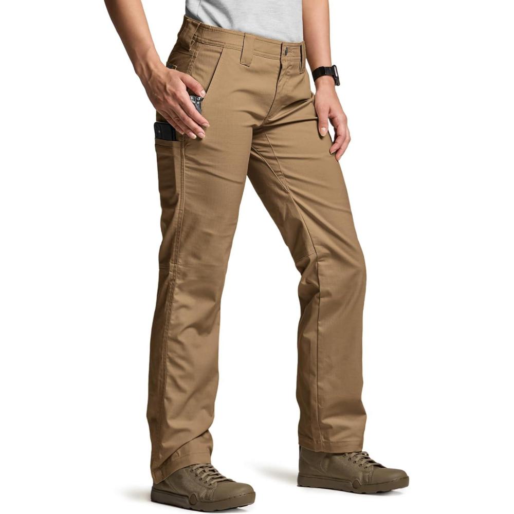 imageCQR Womens Flex Stretch Tactical Pants Water Resistant Ripstop Cargo Work Pants with Pockets for Outdoor ampamp HikingSub Rosa Cougar
