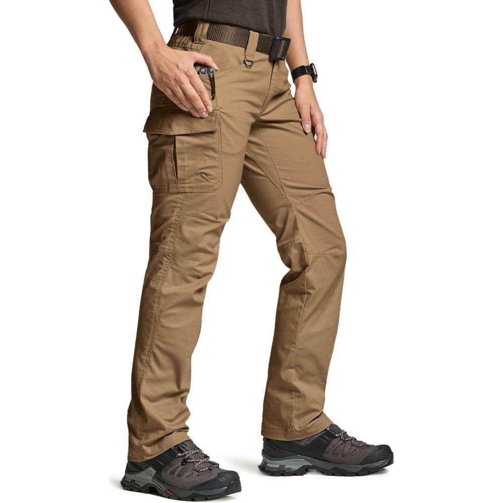 imageCQR Womens Flex Stretch Tactical Pants Water Resistant Ripstop Cargo Work Pants with Pockets for Outdoor ampamp HikingVanguard Cougar