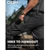 CQR Men’s Convertible Cargo Tactical Pants, Water Resistant Outdoor Hiking Pants, Zip Off Lightweight Stretch Work Pants(Convertible Cargo W/Belt Black)
