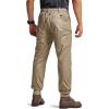 CQR Men’s Flex Lightweight Joggers, Elastic Waist Drawstring Casual Pants, Tapered Fit Water Resistant Outdoor Cargo Pants(Asset Alamo Khaki)