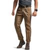 CQR Men’s Flex Lightweight Joggers, Elastic Waist Drawstring Casual Pants, Tapered Fit Water Resistant Outdoor Cargo Pants(Asset Cougar)