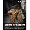 CQR Men’s Flex Lightweight Joggers, Elastic Waist Drawstring Casual Pants, Tapered Fit Water Resistant Outdoor Cargo Pants(Asset Cougar)