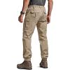 CQR Men’s Flex Lightweight Joggers, Elastic Waist Drawstring Casual Pants, Tapered Fit Water Resistant Outdoor Cargo Pants(Squad Alamo Khaki)
