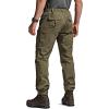 CQR Men’s Flex Lightweight Joggers, Elastic Waist Drawstring Casual Pants, Tapered Fit Water Resistant Outdoor Cargo Pants(Squad Soil Green)