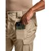 CQR Men’s Flex Stretch Tactical Pants, Water Resistant Ripstop Cargo Pants, Lightweight EDC Outdoor Work Hiking Pants(Tac-stretch Cargo Khaki)
