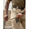 CQR Men’s Flex Stretch Tactical Pants, Water Resistant Ripstop Cargo Pants, Lightweight EDC Outdoor Work Hiking Pants(Tac-stretch Cargo Zip Khaki)