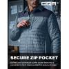 CQR Men’s Lightweight Insulated Jacket, Windproof Packable Water Resistant Warm Active Coat for Hiking Work Outdoor Tactical(Layer Navy & Stone Blue)
