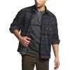 CQR Men’s Long Sleeve Heavyweight Fleece Shirts, Plaid Button Up Shirt, Warm Outdoor Casual Shirt with Pockets(Bush Blend Uncharted Black)