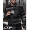 CQR Men’s Long Sleeve Heavyweight Fleece Shirts, Plaid Button Up Shirt, Warm Outdoor Casual Shirt with Pockets(Bush Blend Wild Shadow)