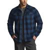 CQR Men’s Long Sleeve Heavyweight Fleece Shirts, Plaid Button Up Shirt, Warm Outdoor Casual Shirt with Pockets(Bush Blend Wind Blue)