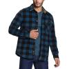 CQR Men’s Long Sleeve Heavyweight Fleece Shirts, Plaid Button Up Shirt, Warm Outdoor Casual Shirt with Pockets(One Pocket Blue)