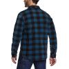 CQR Men’s Long Sleeve Heavyweight Fleece Shirts, Plaid Button Up Shirt, Warm Outdoor Casual Shirt with Pockets(One Pocket Blue)