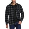 CQR Men’s Long Sleeve Heavyweight Fleece Shirts, Plaid Button Up Shirt, Warm Outdoor Casual Shirt with Pockets(One Pocket Charcoal)