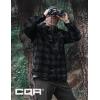 CQR Men’s Long Sleeve Heavyweight Fleece Shirts, Plaid Button Up Shirt, Warm Outdoor Casual Shirt with Pockets(One Pocket Charcoal)
