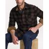 CQR Men’s Long Sleeve Heavyweight Fleece Shirts, Plaid Button Up Shirt, Warm Outdoor Casual Shirt with Pockets(One Pocket Dark Brown)