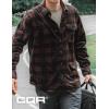 CQR Men’s Long Sleeve Heavyweight Fleece Shirts, Plaid Button Up Shirt, Warm Outdoor Casual Shirt with Pockets(One Pocket Dark Brown)