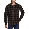CQR Men’s Long Sleeve Heavyweight Fleece Shirts, Plaid Button Up Shirt, Warm Outdoor Casual Shirt with Pockets(One Pocket Dark Brown)