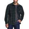 CQR Men’s Long Sleeve Heavyweight Fleece Shirts, Plaid Button Up Shirt, Warm Outdoor Casual Shirt with Pockets(One Pocket Green)
