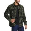 CQR Men’s Long Sleeve Heavyweight Fleece Shirts, Plaid Button Up Shirt, Warm Outdoor Casual Shirt with Pockets(One Pocket Woodland Camo Olive)