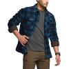 CQR Men’s Long Sleeve Heavyweight Fleece Shirts, Plaid Button Up Shirt, Warm Outdoor Casual Shirt with Pockets(Outland Blue)