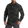 CQR Men’s Long Sleeve Heavyweight Fleece Shirts, Plaid Button Up Shirt, Warm Outdoor Casual Shirt with Pockets(Outland Camo Black)