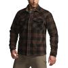 CQR Men’s Long Sleeve Heavyweight Fleece Shirts, Plaid Button Up Shirt, Warm Outdoor Casual Shirt with Pockets(Outland Dark Brown)