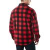 CQR Men’s Long Sleeve Heavyweight Fleece Shirts, Plaid Button Up Shirt, Warm Outdoor Casual Shirt with Pockets(Polar Fleece Red)