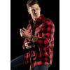 CQR Men’s Long Sleeve Heavyweight Fleece Shirts, Plaid Button Up Shirt, Warm Outdoor Casual Shirt with Pockets(Polar Fleece Red)
