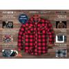 CQR Men’s Long Sleeve Heavyweight Fleece Shirts, Plaid Button Up Shirt, Warm Outdoor Casual Shirt with Pockets(Polar Fleece Red)