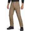 CQR Men’s Softshell Fleece Lined Winter Hiking Pants, Water Resistant Insulated Thermal, Outdoor Tactical Warm Snow Ski Pants(Side Zipper Pocket Coyote)