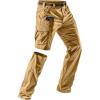 CQR Men’s Convertible Cargo Tactical Pants, Water Resistant Outdoor Hiking Pants, Zip Off Lightweight Stretch Work Pants(Runyon Cargo W/Belt Cougar)