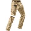 CQR Men’s Convertible Cargo Tactical Pants, Water Resistant Outdoor Hiking Pants, Zip Off Lightweight Stretch Work Pants(Runyon Cargo W/Belt Dune Khaki)