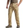 CQR Men’s Convertible Cargo Tactical Pants, Water Resistant Outdoor Hiking Pants, Zip Off Lightweight Stretch Work Pants(Runyon Dune Khaki)