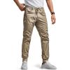 CQR Men’s Flex Lightweight Joggers, Elastic Waist Drawstring Casual Pants, Tapered Fit Water Resistant Outdoor Cargo Pants(Asset Alamo Khaki)