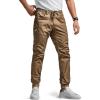CQR Men’s Flex Lightweight Joggers, Elastic Waist Drawstring Casual Pants, Tapered Fit Water Resistant Outdoor Cargo Pants(Asset Cougar)