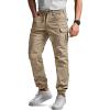 CQR Men’s Flex Lightweight Joggers, Elastic Waist Drawstring Casual Pants, Tapered Fit Water Resistant Outdoor Cargo Pants(Squad Alamo Khaki)
