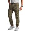 CQR Men’s Flex Lightweight Joggers, Elastic Waist Drawstring Casual Pants, Tapered Fit Water Resistant Outdoor Cargo Pants(Squad Soil Green)