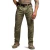CQR Men’s Flex Stretch Tactical Pants, Water Resistant Ripstop Cargo Pants, Lightweight EDC Outdoor Work Hiking Pants(Intense Soil Green)