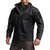 CQR Men’s Hooded Tactical Softshell Jacket, Water Resistant Fleece Lined Hoodie, Winter Outdoor Hunting Hiking Rain Wind(Modern Black)