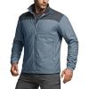 CQR Men’s Lightweight Insulated Jacket, Windproof Packable Water Resistant Warm Active Coat for Hiking Work Outdoor Tactical(Frame Shadow Grey & Stone Blue)